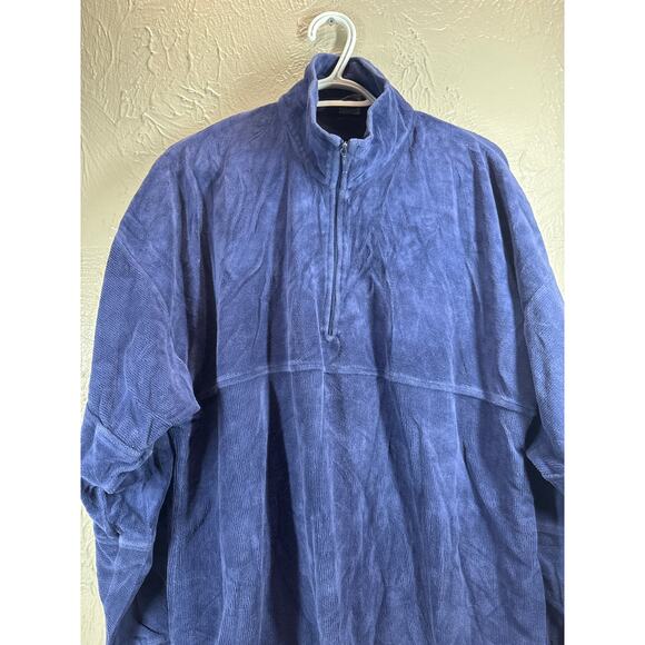 Knightsbridge Blue Velour Mens Shirt Polo Disco Retro Vintage 70 80 USA Made 1X - Picture 3 of 6
